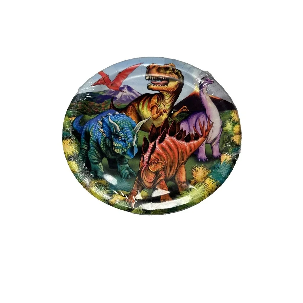 Greenbrier‎ Dinosaur Party Paper Plates 18 Count Pack 8.75 Inch Round Multicolor